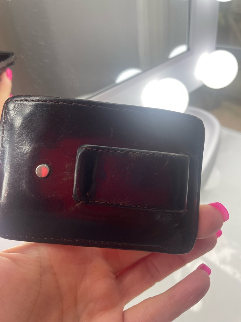 Vintage Worn Coach Brown Leather Slim Card with Money clip - Picture 1 of 11